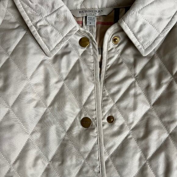 BURBERRY DIAMOND QUILTED JACKET TAN PLAID INTERIOR SIZE SMALL - Picture 10 of 10